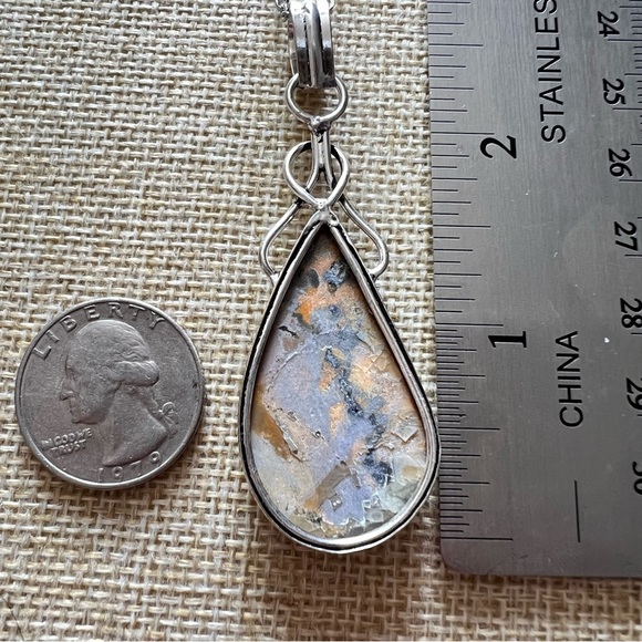 New Bumble Bee Jasper Stone Silver Overlay Pendant Necklace - Picture 4 of 4